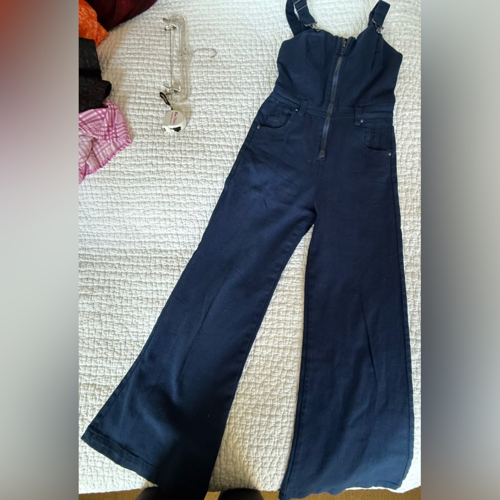 Afends Zipper Navy Blue Jumpsuit